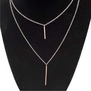 Gorjana Marlow Textured Silver Plated Double Layer Bar Necklace